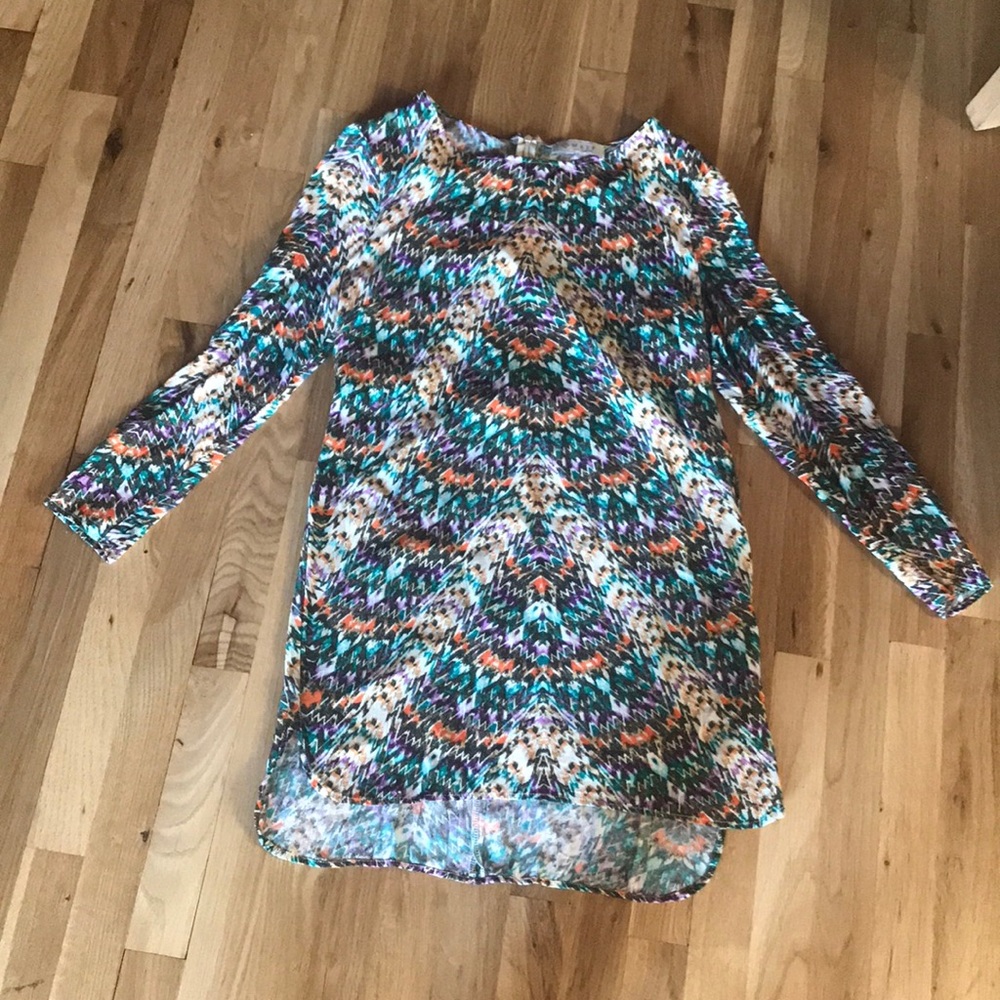 Patterned A Line Long Sleeve dress